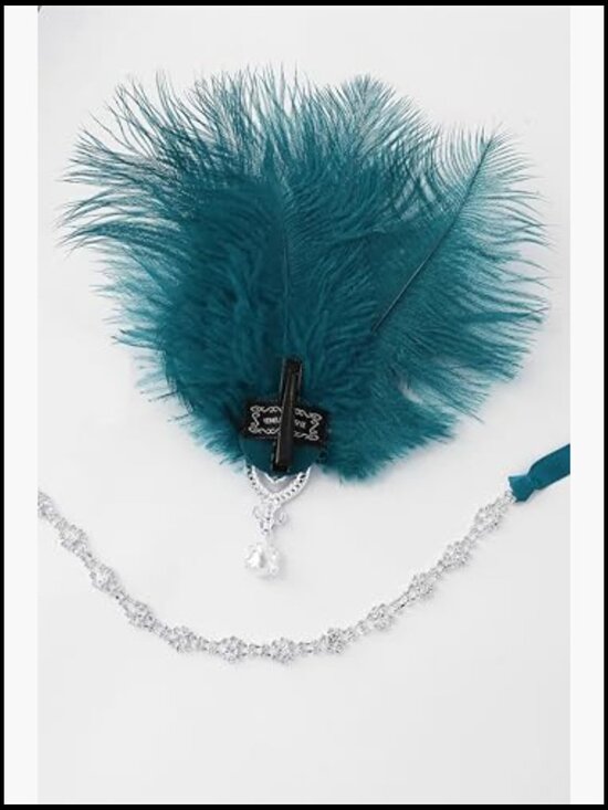 Ostrich Feather Crystal Headband Flapper 1920s Gatsby Party Hair Accessory